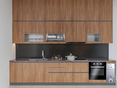 Mẫu tủ bếp gỗ công nghiệp cánh Melamine MEB17